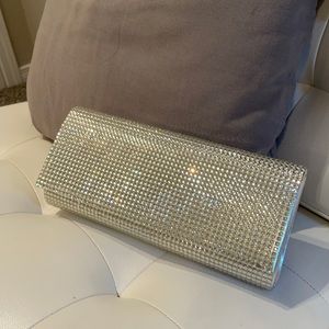 Aldo clutch with detachable chain. Silver “diamonds”. Like new!